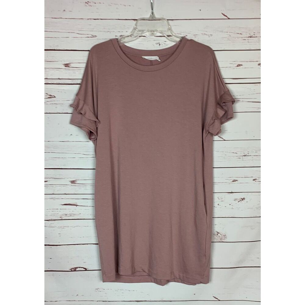 Lush Mauve Ruffle Sleeve Dress